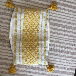 Yellow and White Accent Pillow